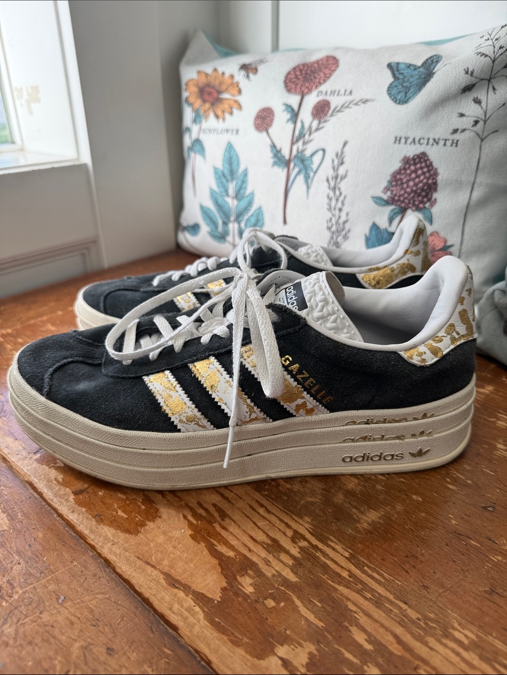 Adidas Gazelle Bold Black and Gold size 9